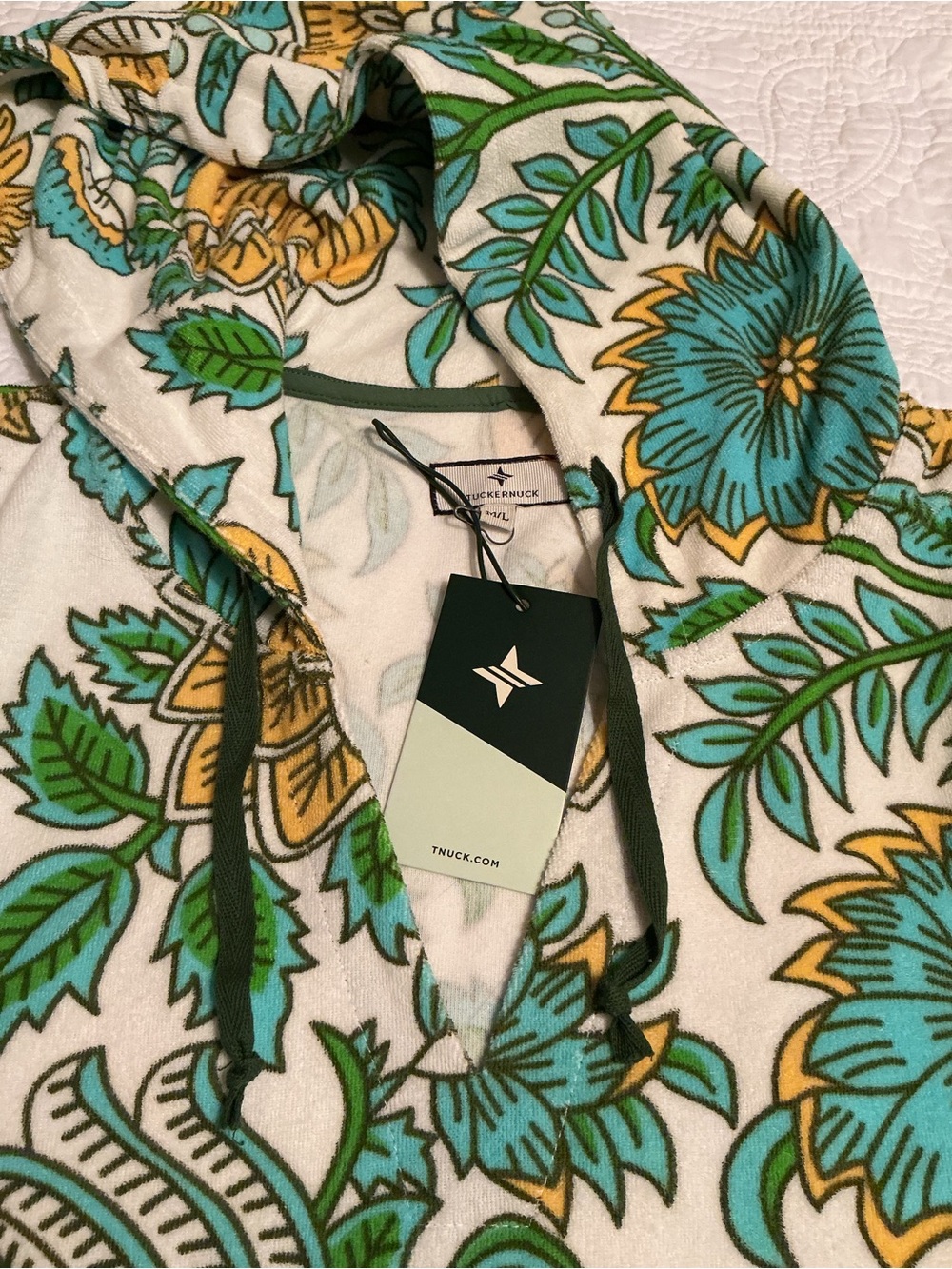 Tuckernuck Beach Lagoon Wildflower Terry Cabana Swim Coverup Hoodie M/L NWT - Picture 11 of 14